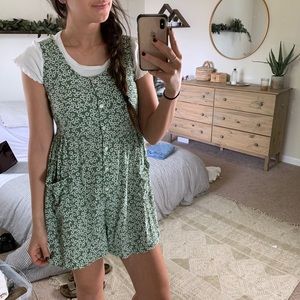 90s vintage • Express Green Floral Romper